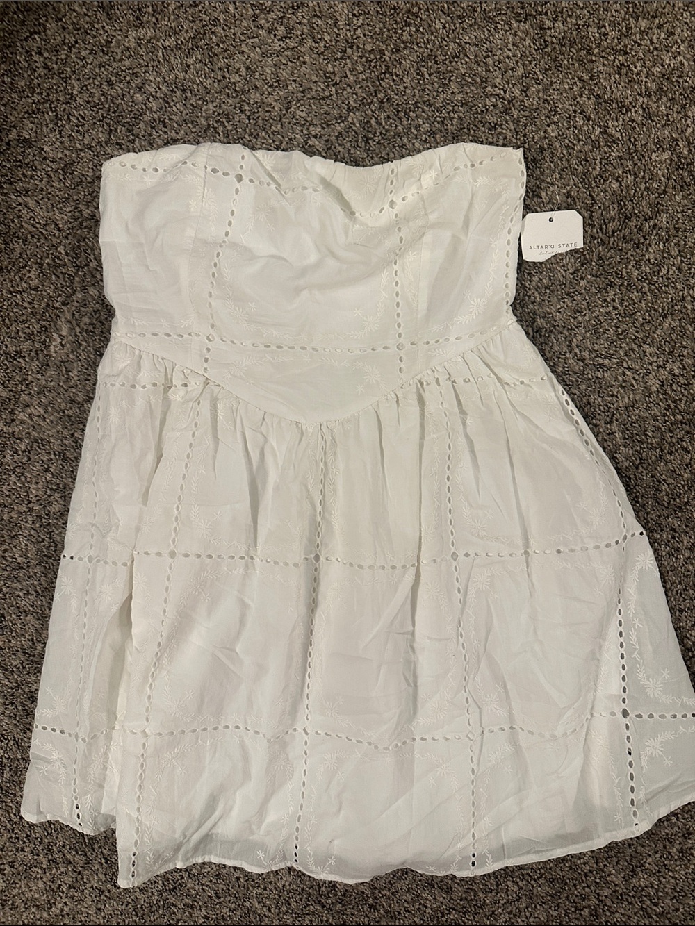 Altar'd State White Strapless Eyelet Sundress for Kids